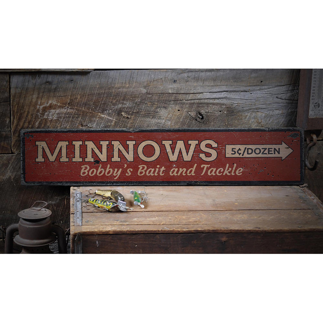 Minnows Rustic Wood Sign