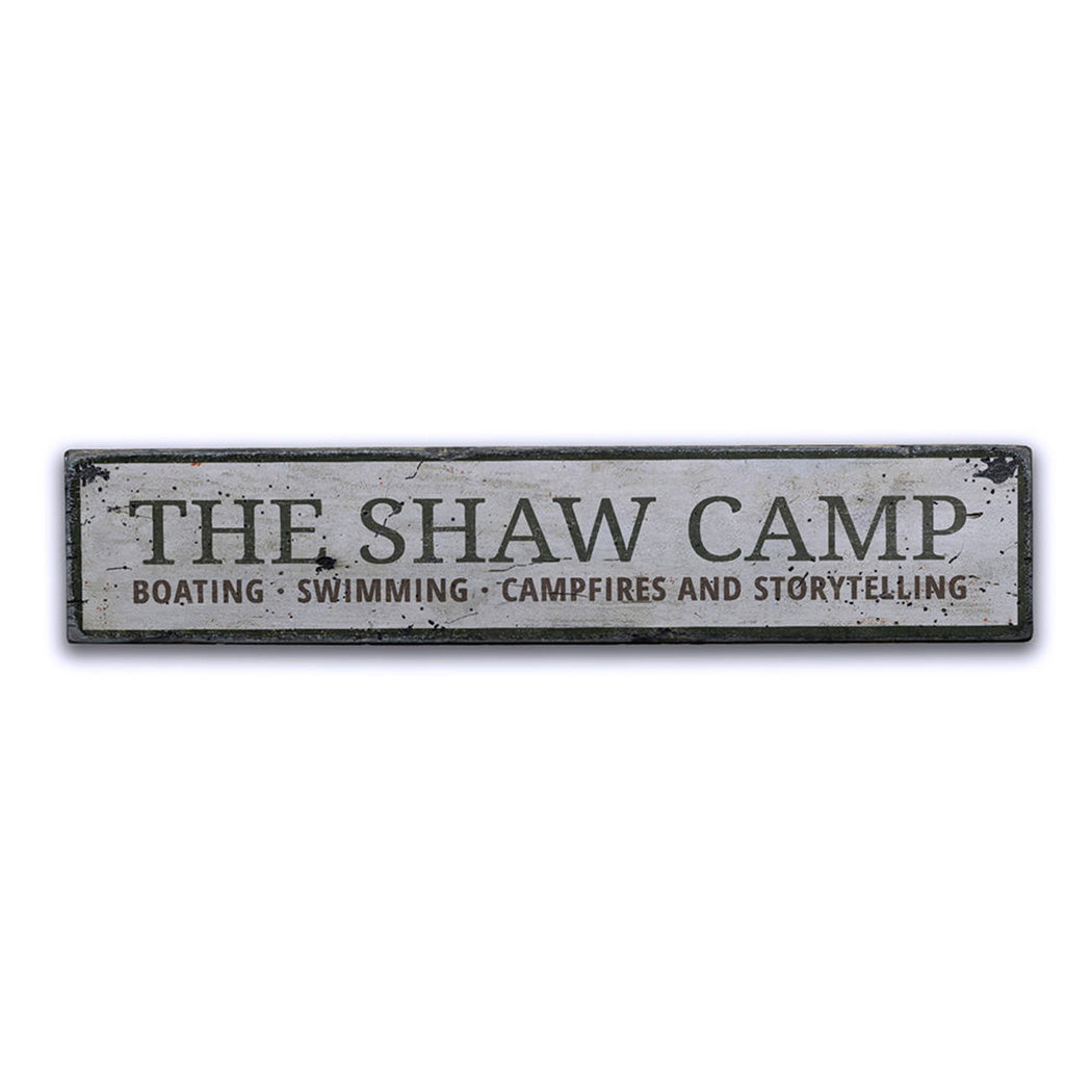 Camp Last Name Rustic Wood Sign