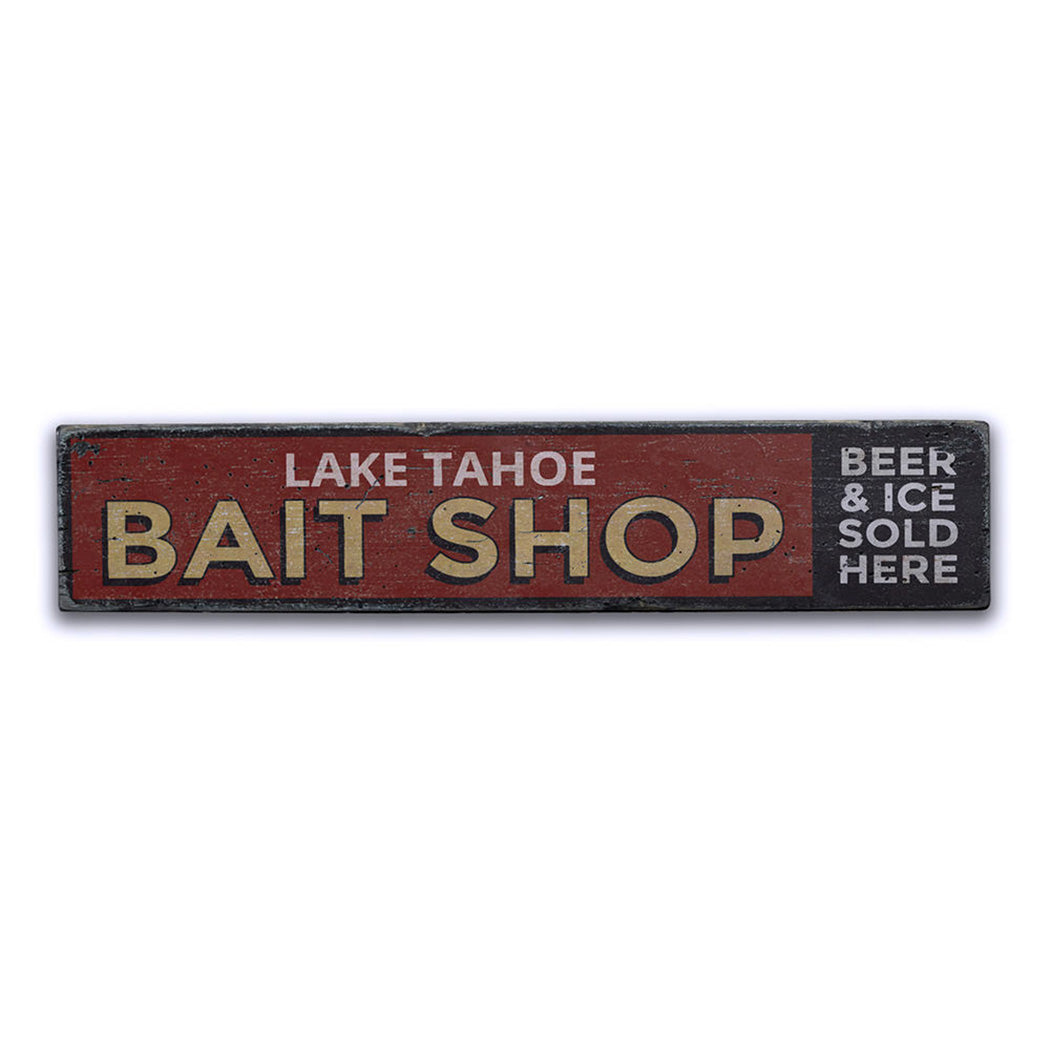 Lake Bait Shop Rustic Wood Sign