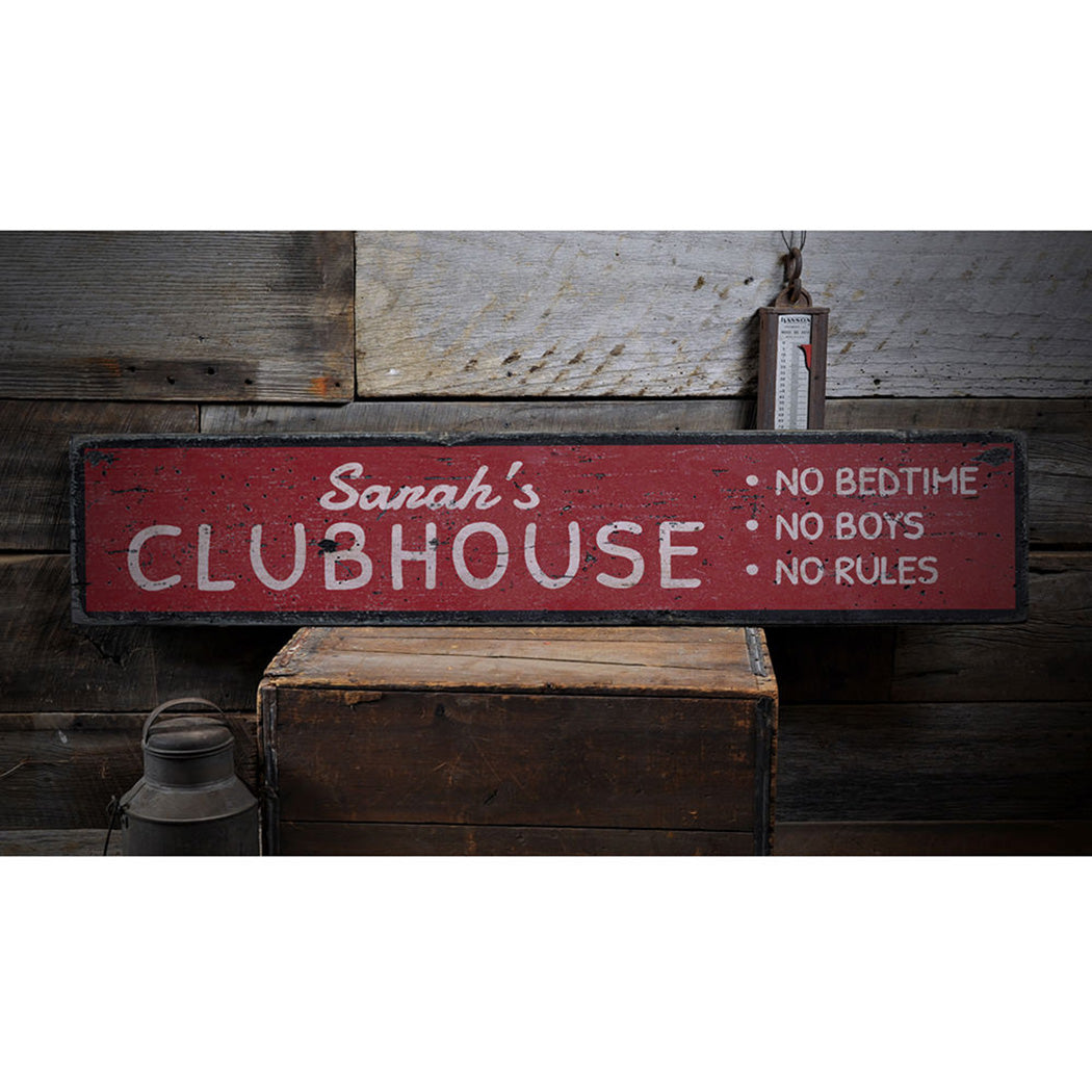 Kids Clubhouse Rustic Wood Sign