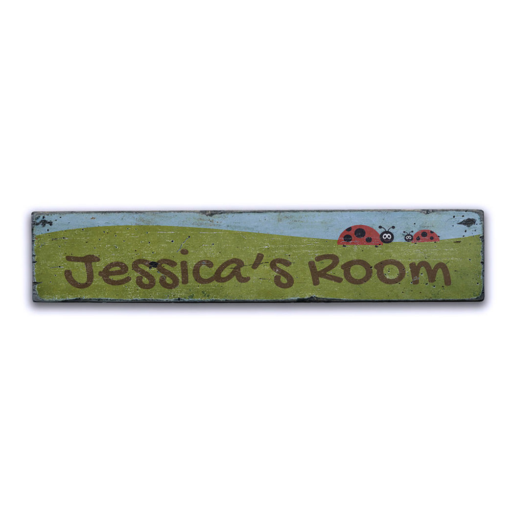 Ladybug Kids Room Rustic Wood Sign