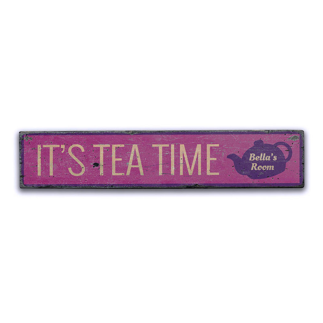 Tea Time Rustic Wood Sign