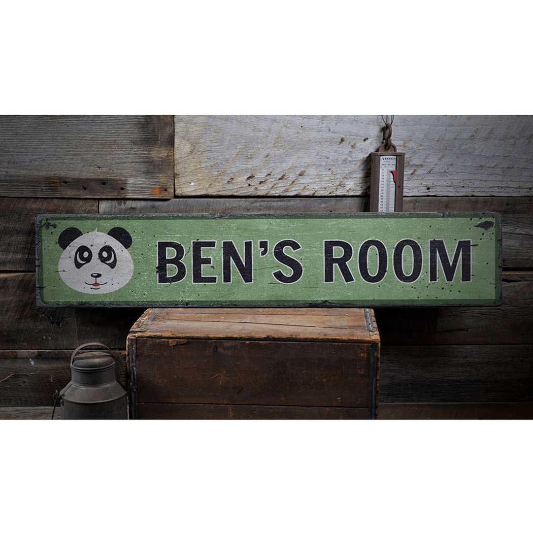 Panda Kids Room Rustic Wood Sign