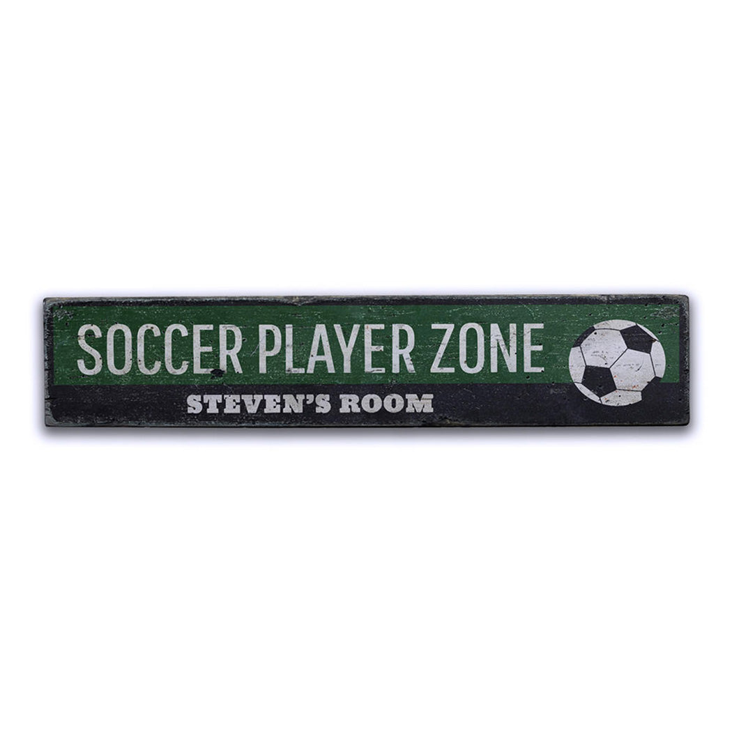 Soccer Player Zone Rustic Wood Sign