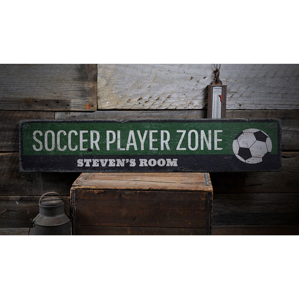 Soccer Player Zone Rustic Wood Sign