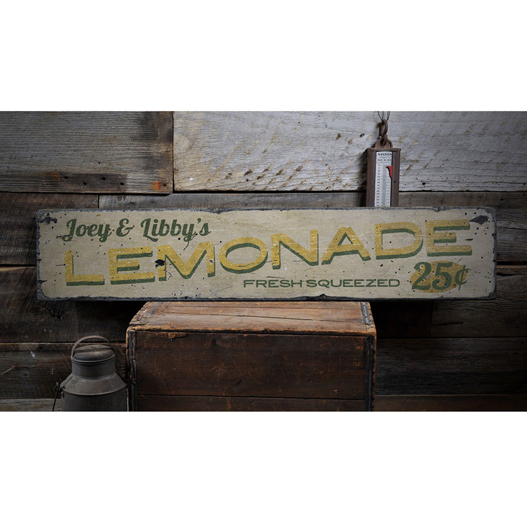 Lemonade 25 Cents Rustic Wood Sign