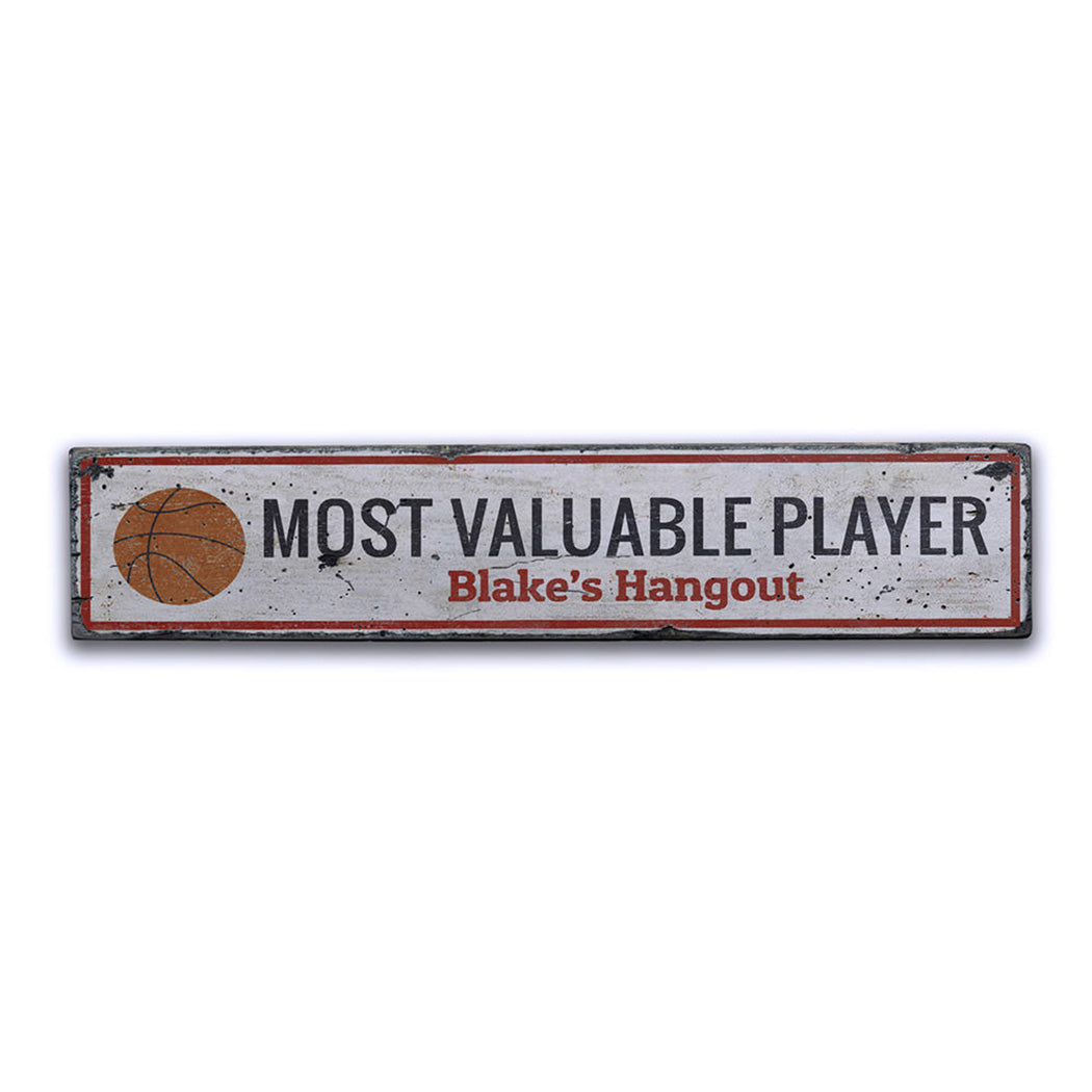 MVP Basketball Rustic Wood Sign