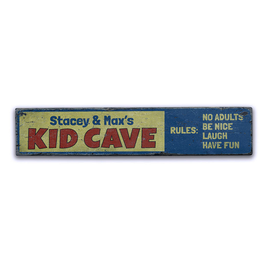 Kid Cave Rules Rustic Wood Sign