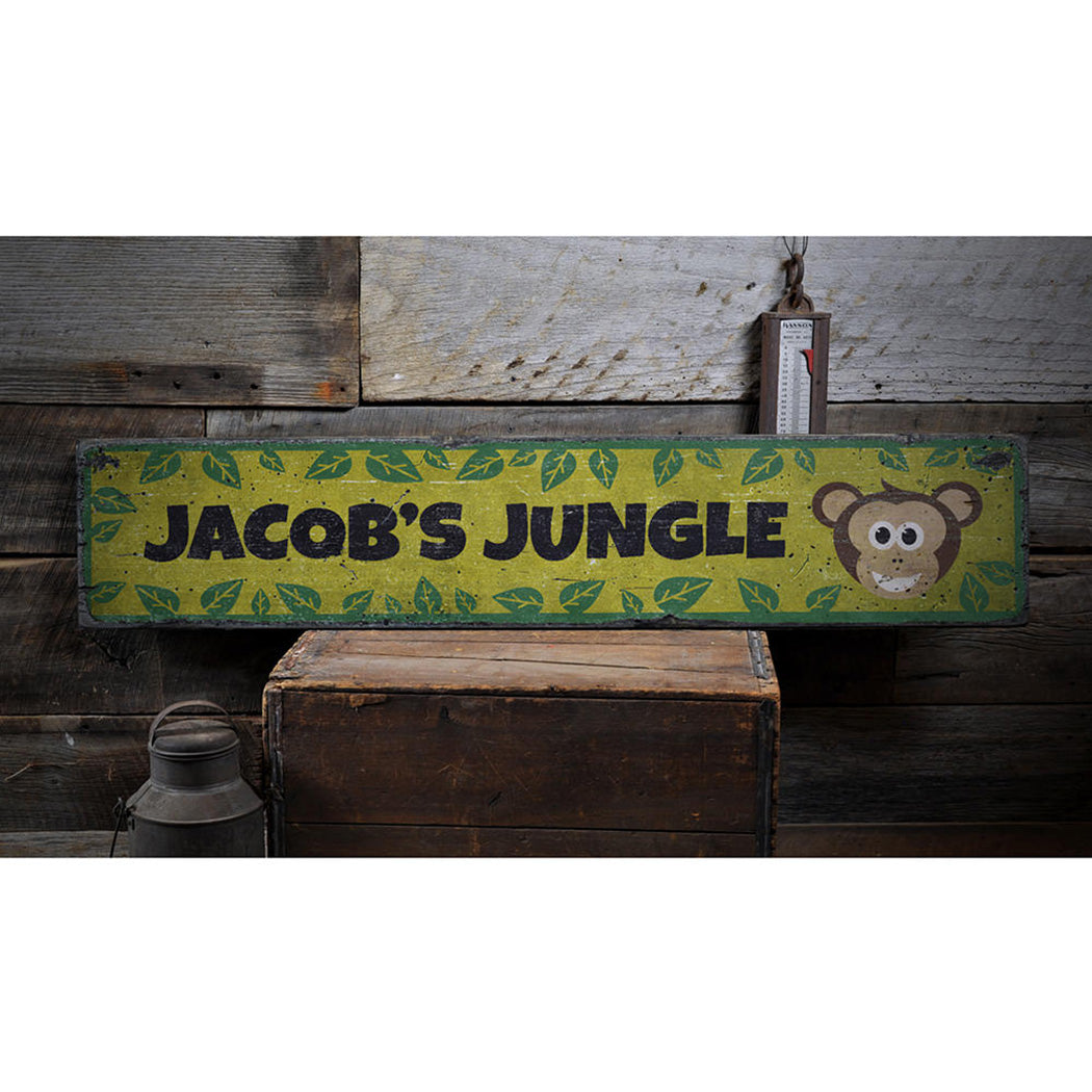 Monkey Kids Room Rustic Wood Sign