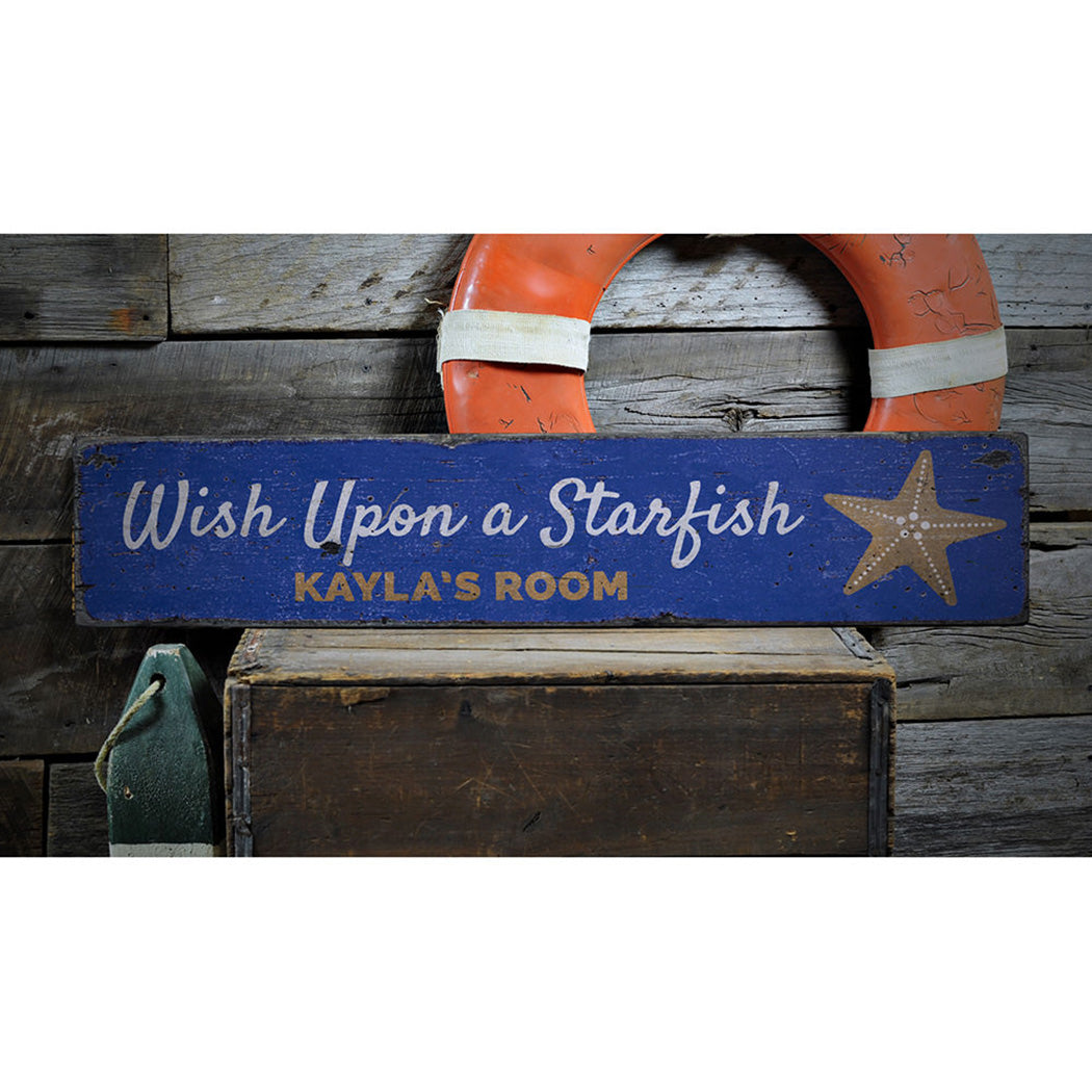 Wish Upon A Starfish Rustic Wood Sign