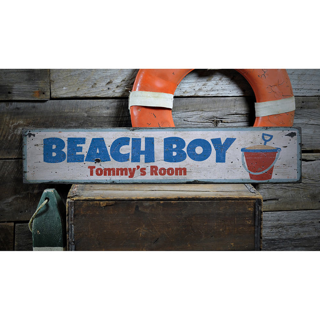 Beach Boy Rustic Wood Sign