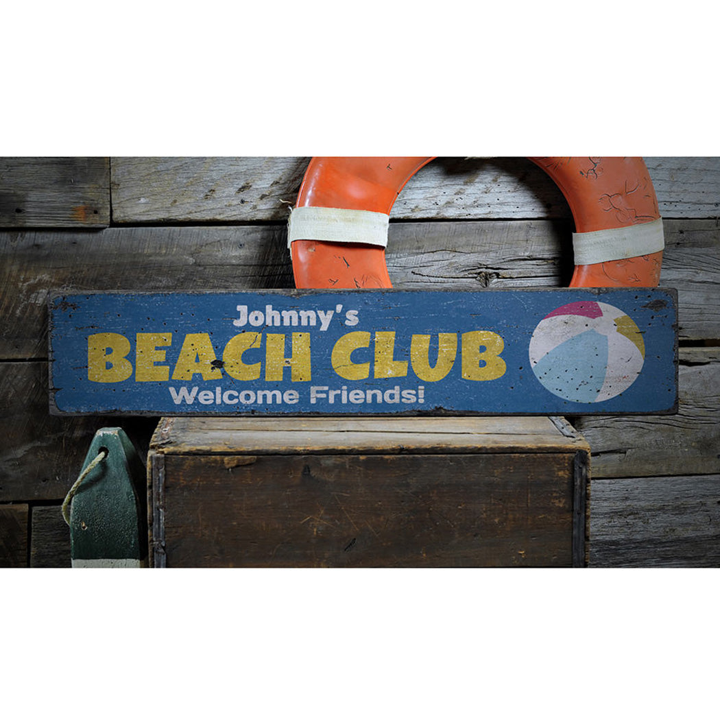 Beach Club Welcome Rustic Wood Sign