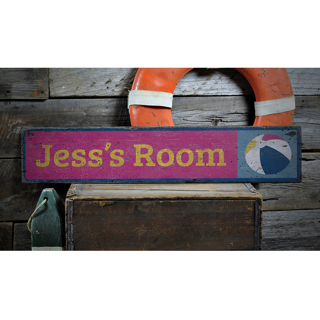 Beach Ball Kids Room Rustic Wood Sign