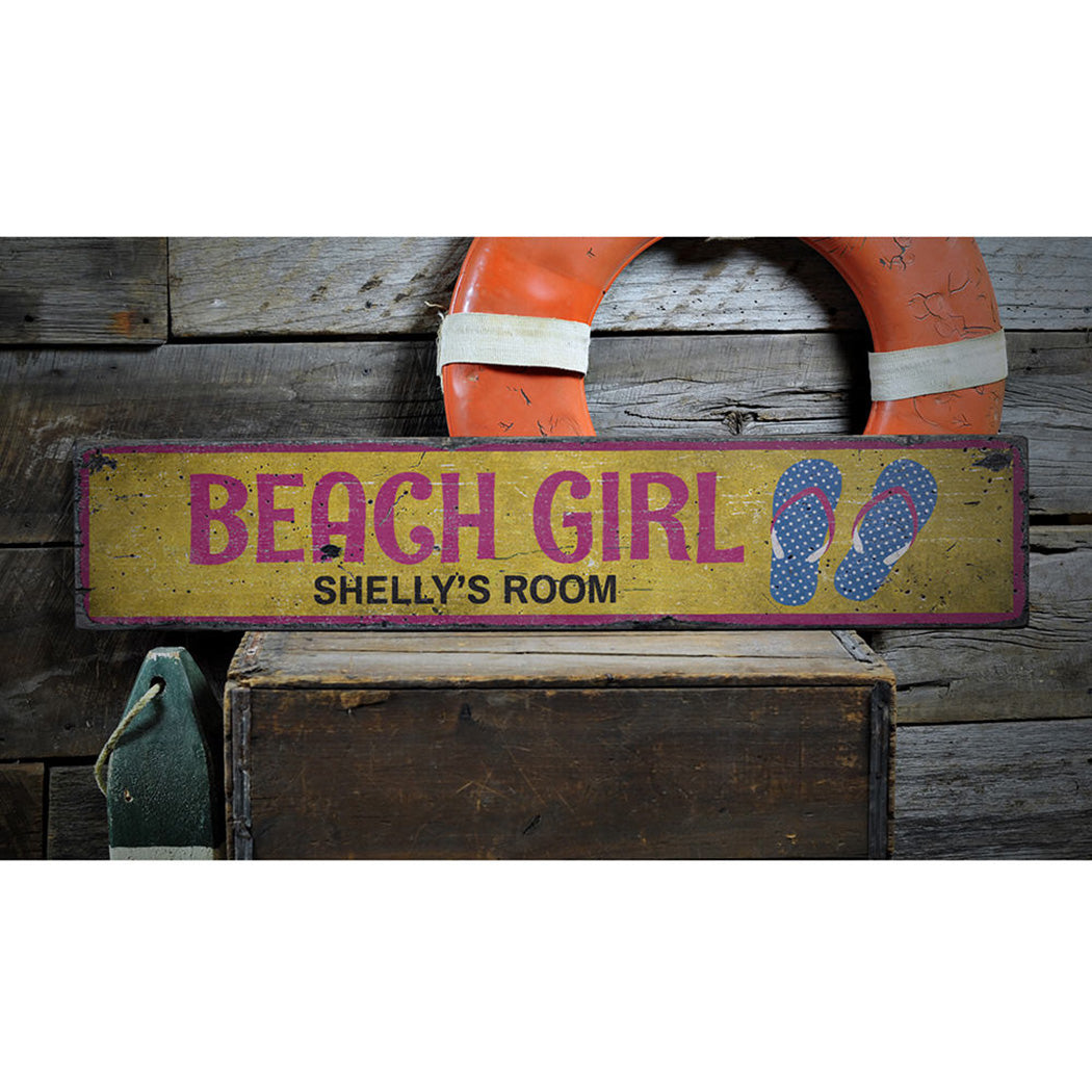 Beach Girl Rustic Wood Sign