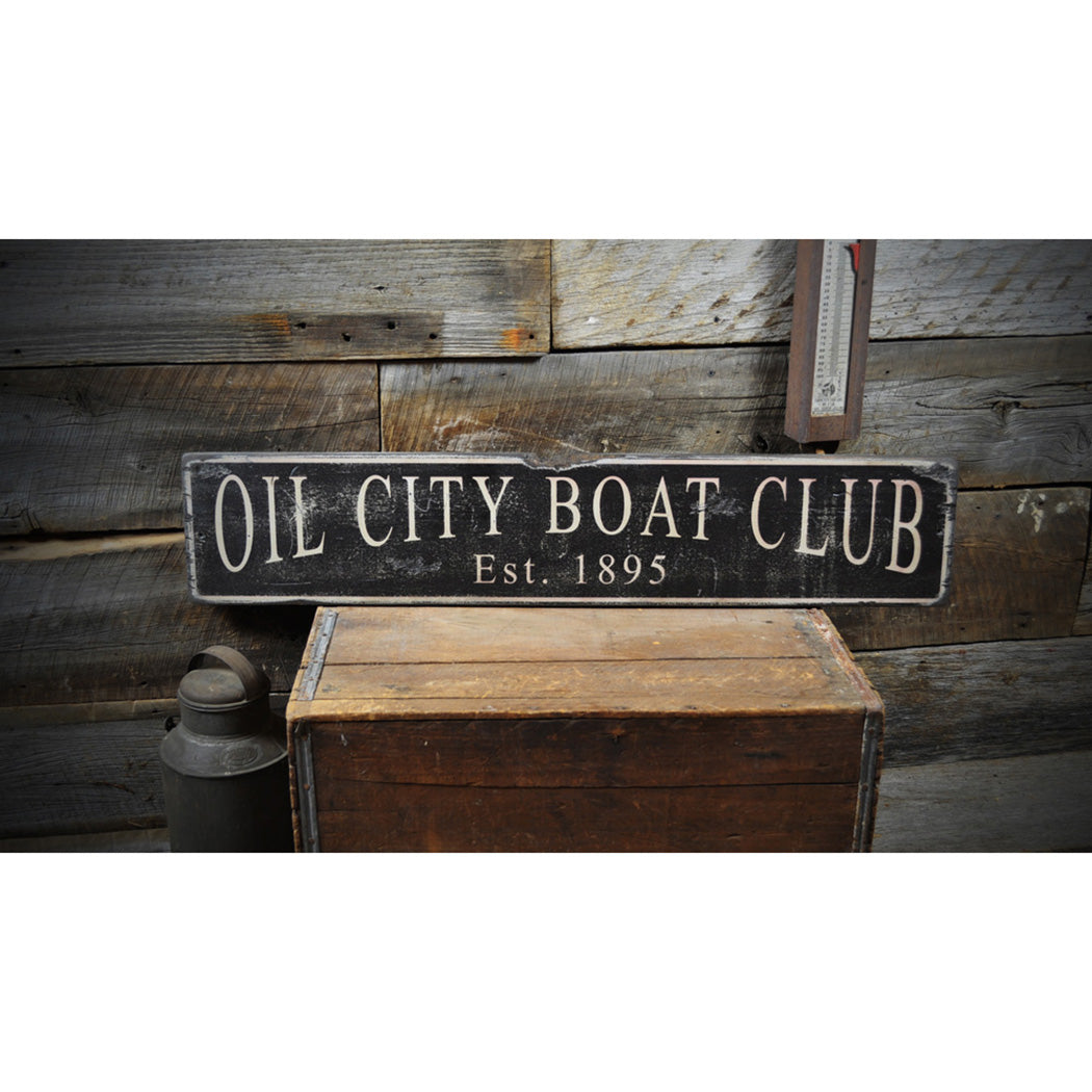 Boat Club Rustic Wood Sign