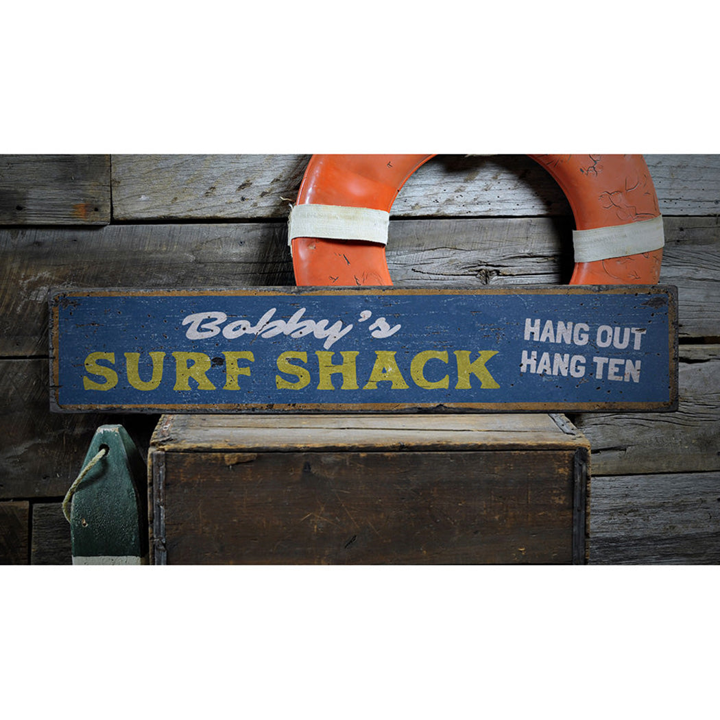 Hang Out Hang Ten Rustic Wood Sign