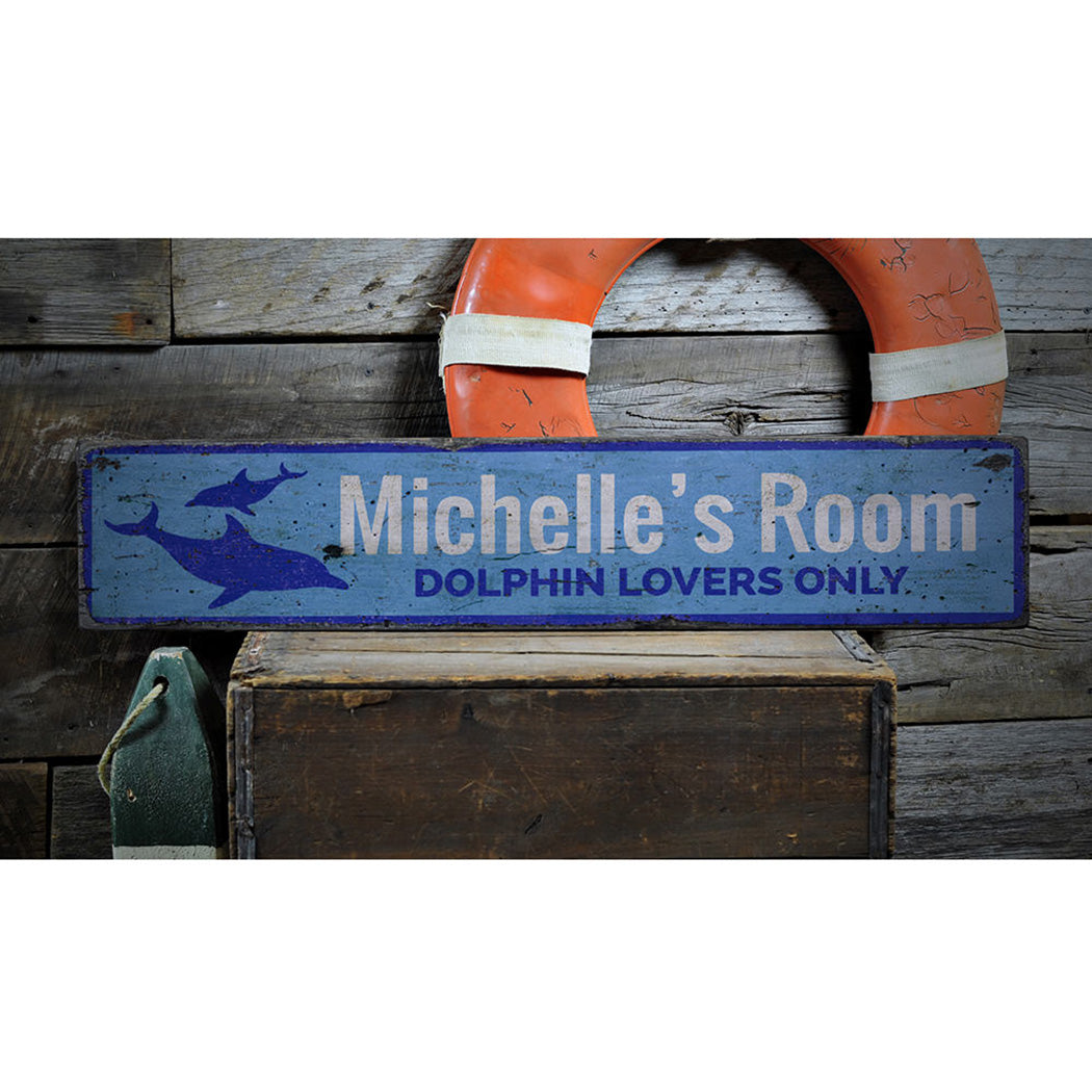 Dolphin Rustic Wood Sign