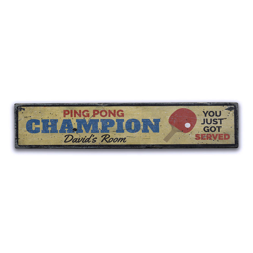 Ping Pong Champion Rustic Wood Sign