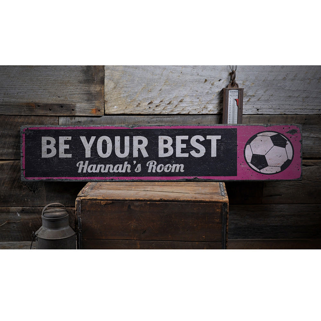 Soccer Ball Rustic Wood Sign