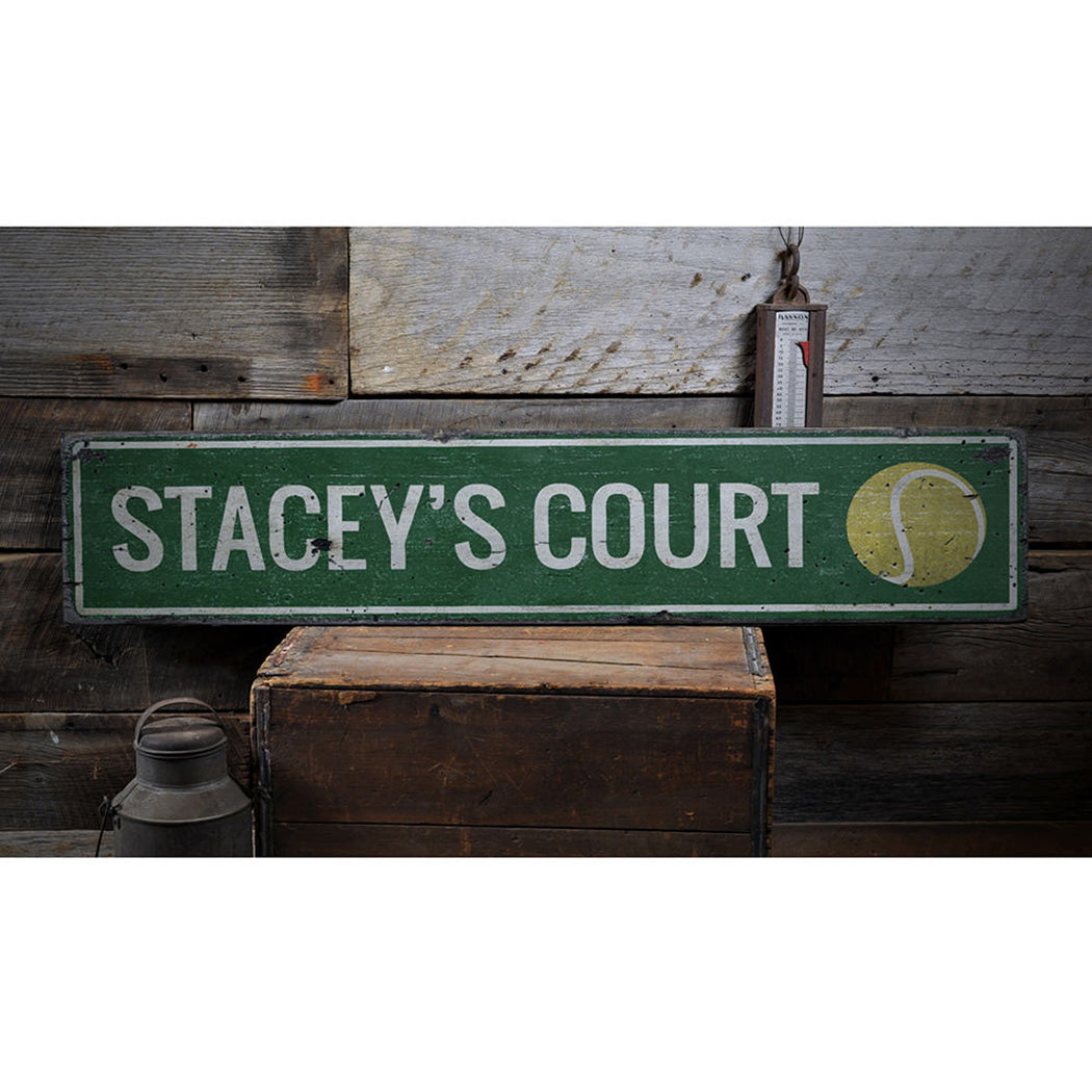 Tennis Court Rustic Wood Sign