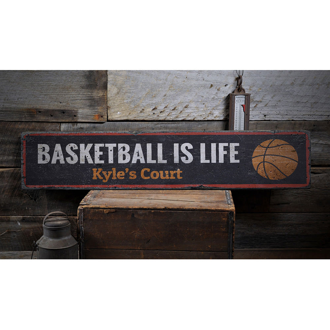 Basketball is Life Rustic Wood Sign