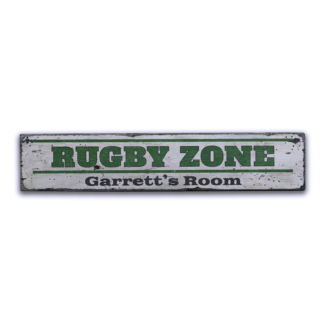 Rugby Zone Rustic Wood Sign