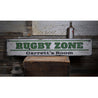 Rugby Zone Rustic Wood Sign