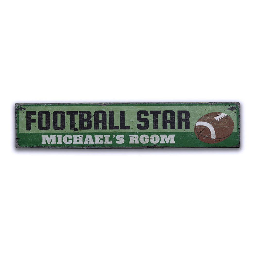 Football Player Rustic Wood Sign