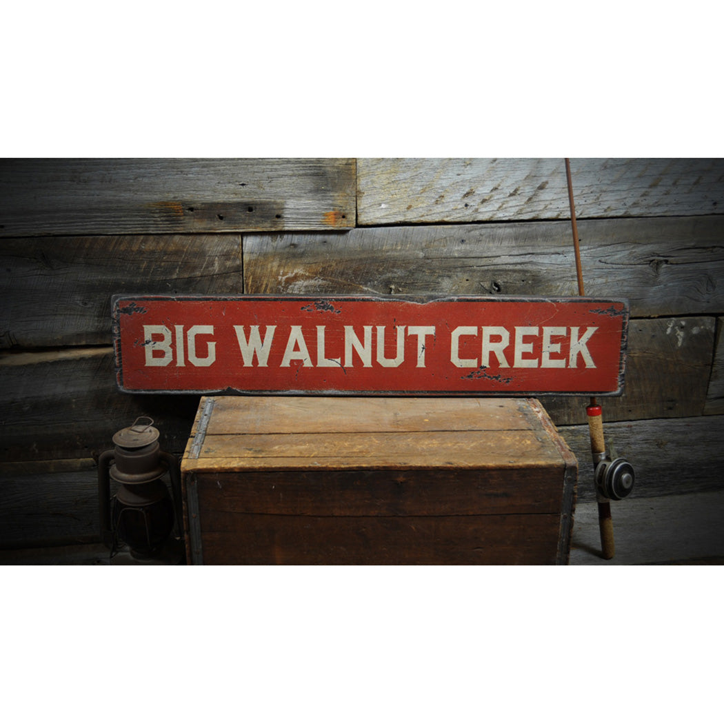 River Rustic Wood Sign