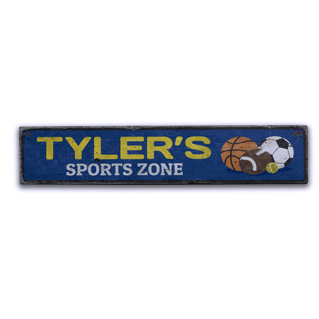 Sports Zone Rustic Wood Sign