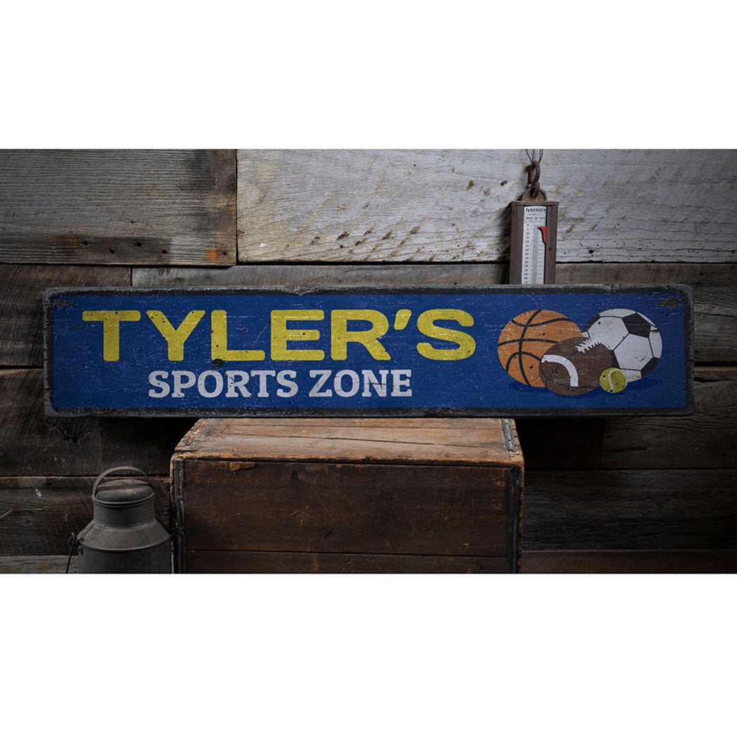 Sports Zone Rustic Wood Sign