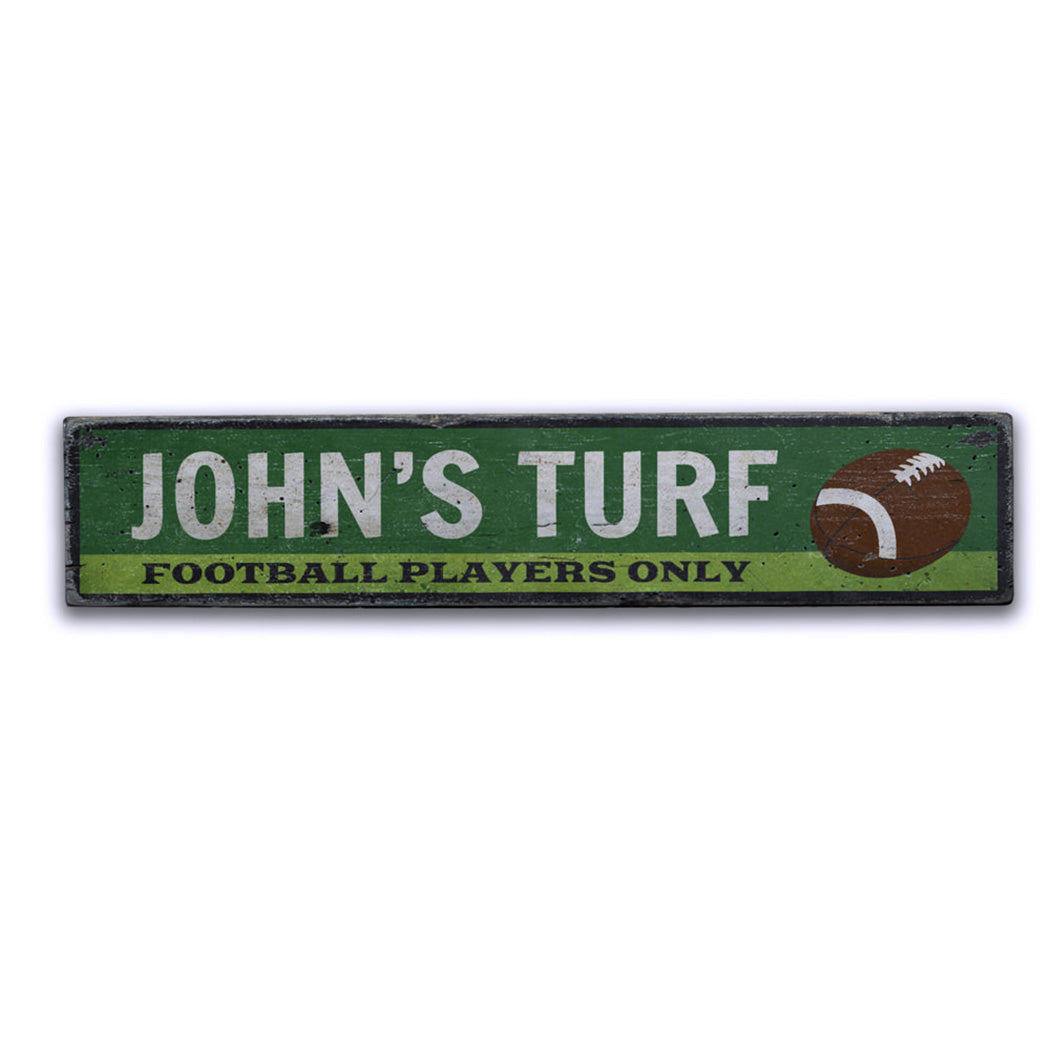 Football Players Only Turf Rustic Wood Sign