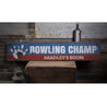 Bowling Champ Rustic Wood Sign