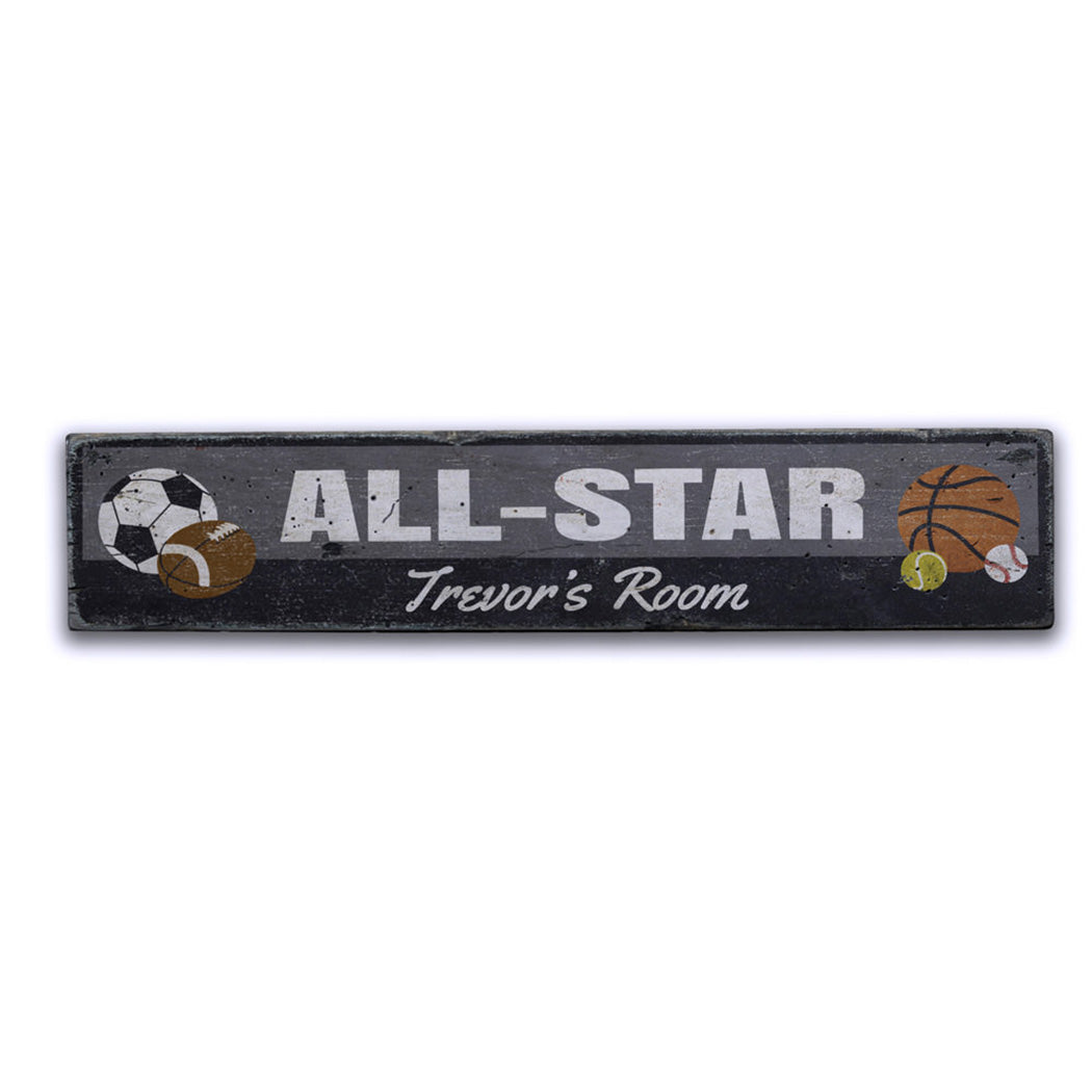 All Star Sports Rustic Wood Sign