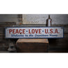 Peace Love USA Rustic Wood Sign