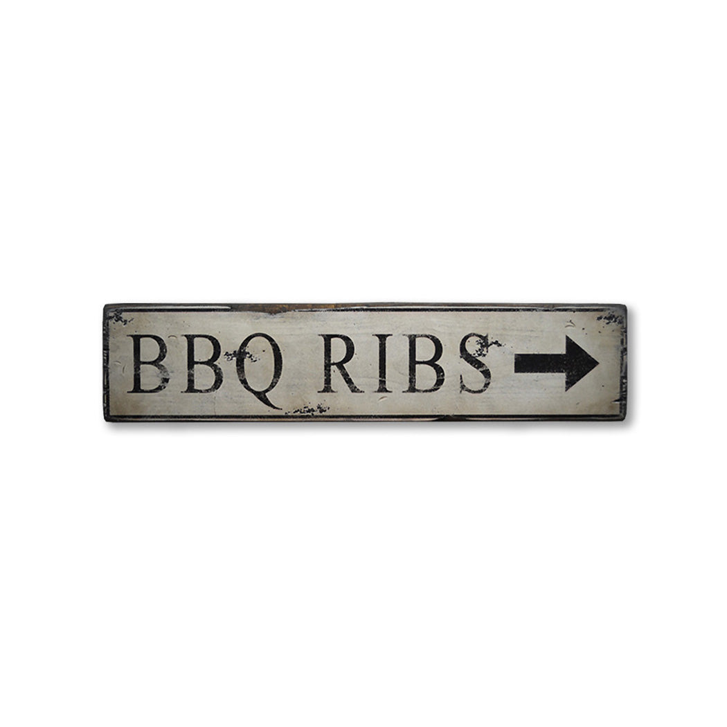 BBQ Ribs Rustic Wood Sign