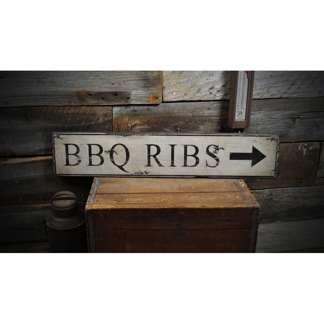 BBQ Ribs Rustic Wood Sign