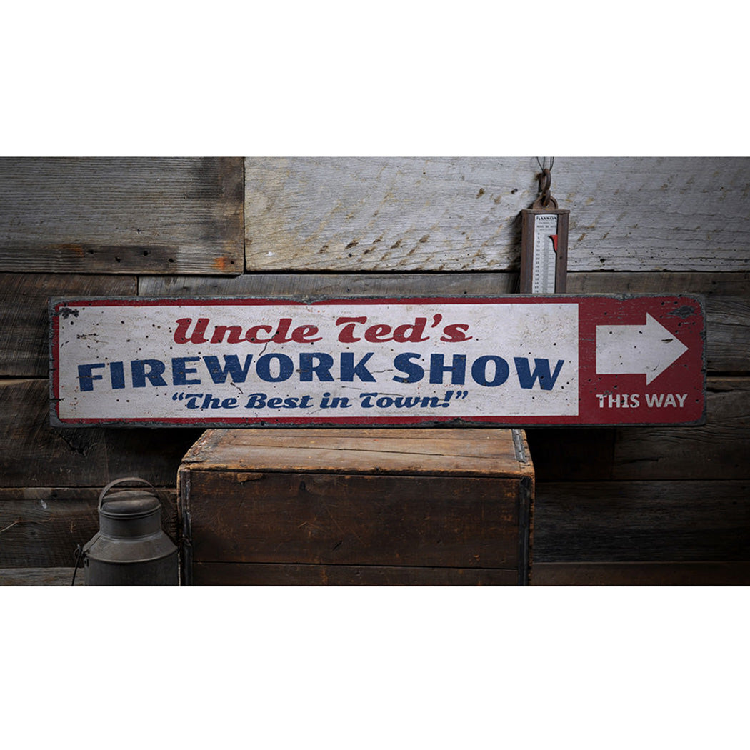 Firework Show Rustic Wood Sign