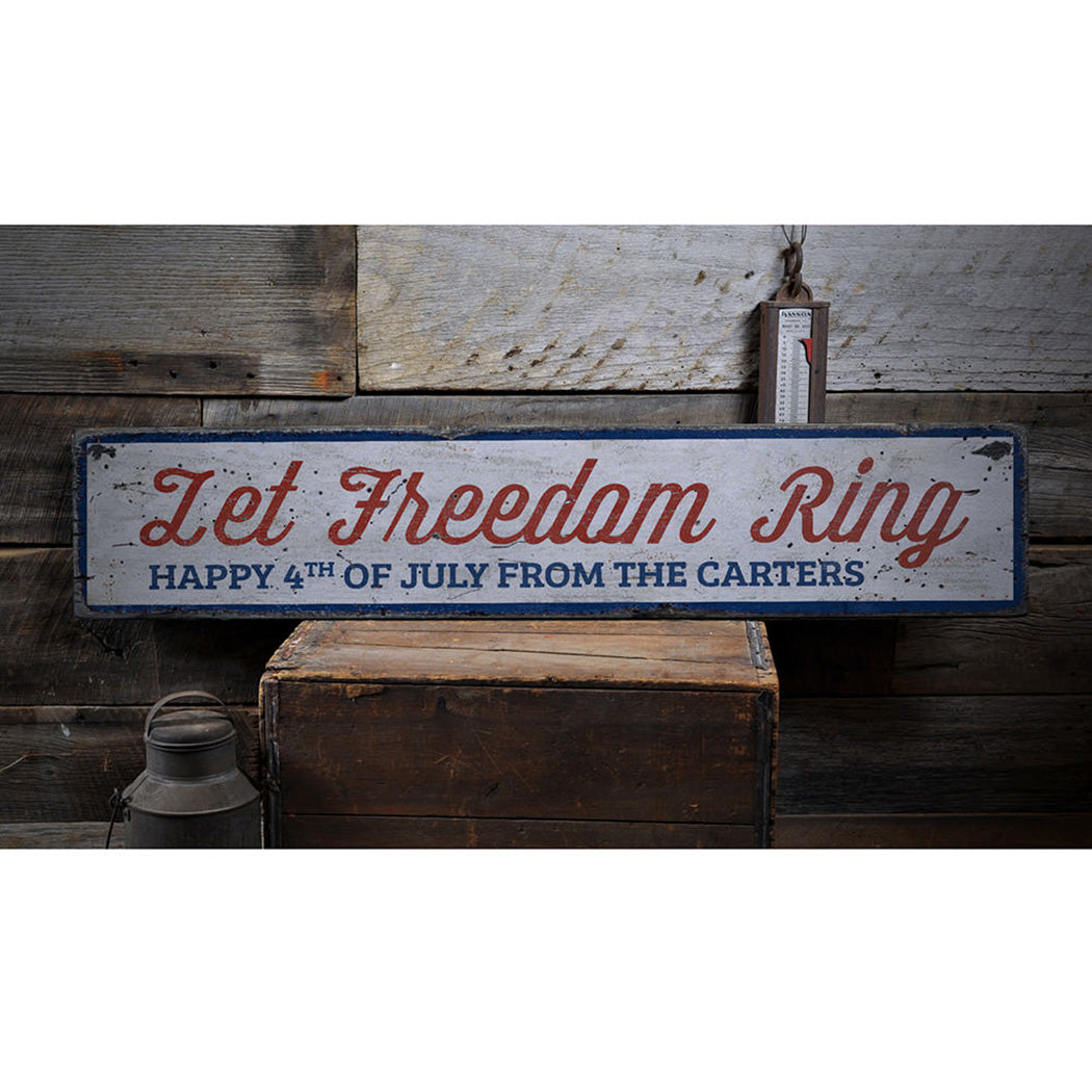 Let Freedom Ring Rustic Wood Sign