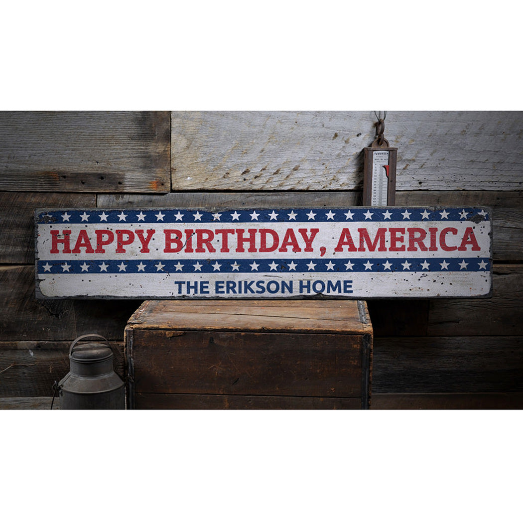 Happy Birthday America Rustic Wood Sign