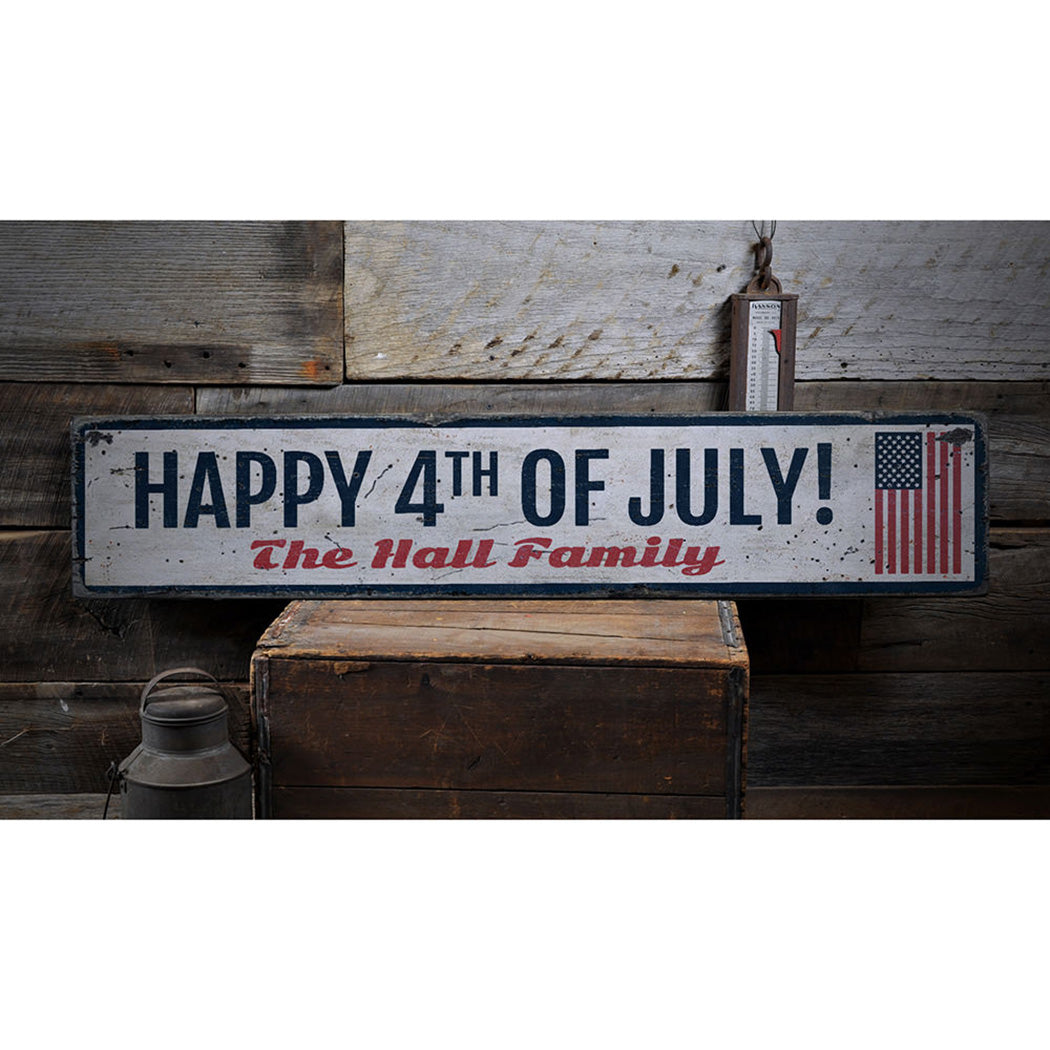 Happy 4th of July Rustic Wood Sign