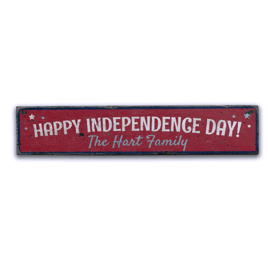 Independence Day Family Rustic Wood Sign