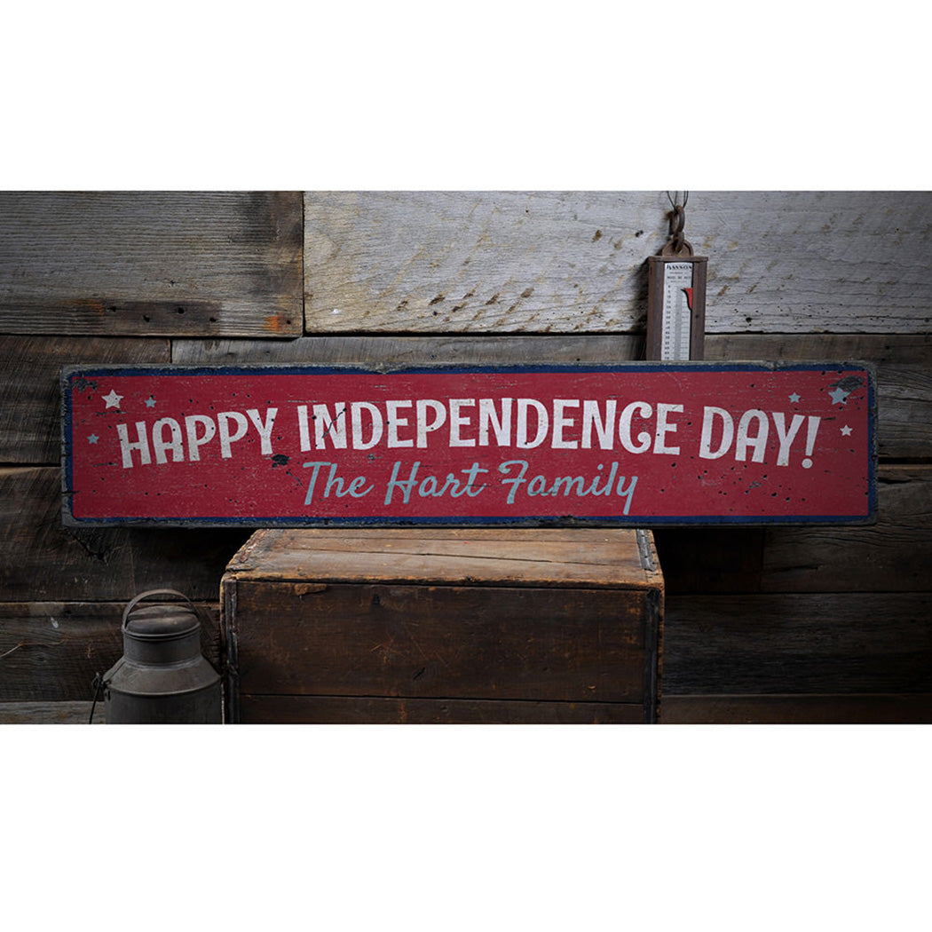 Independence Day Family Rustic Wood Sign