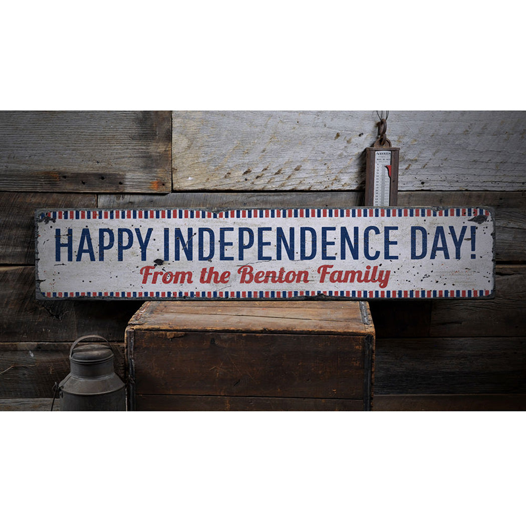 Happy Independence Day Holiday Rustic Wood Sign