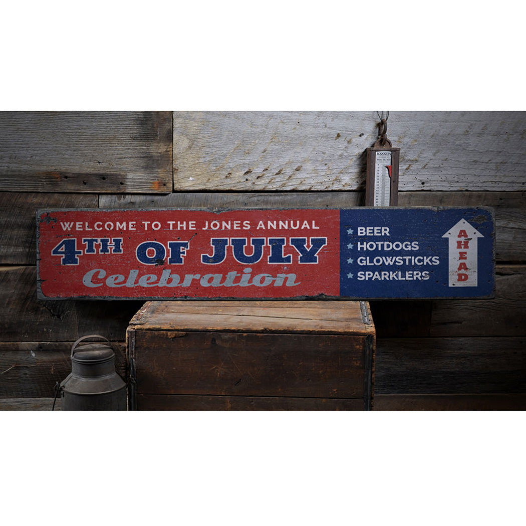 Annual 4th of July Celebration Rustic Wood Sign