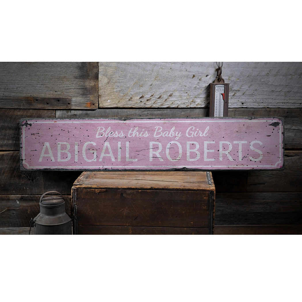 Bless This Baby Girl Rustic Wood Sign