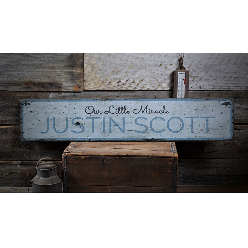 Our Little Miracle Rustic Wood Sign