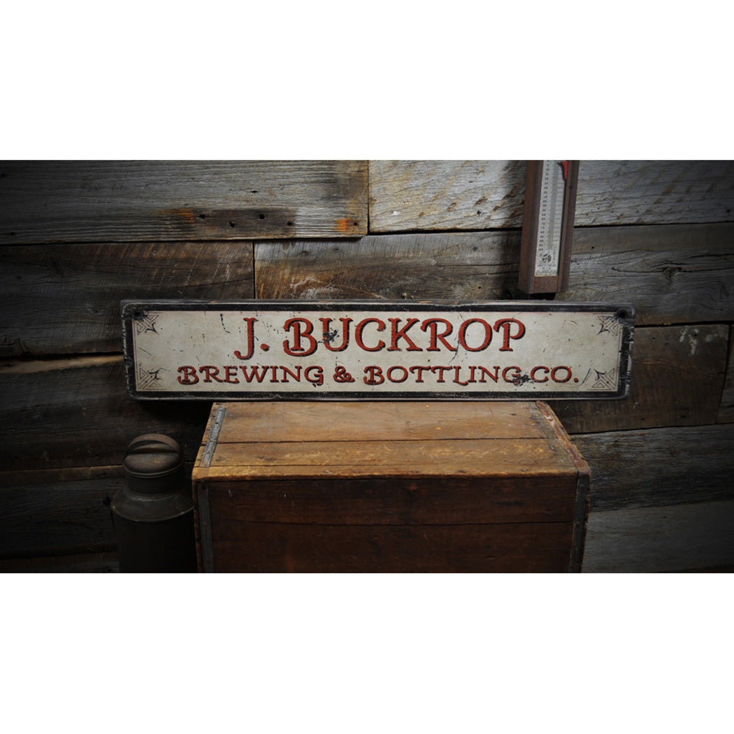 Brewing & Bottling Rustic Wood Sign