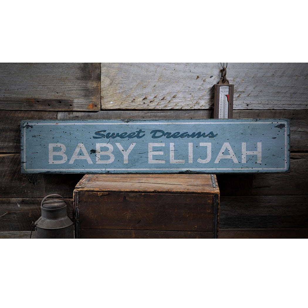 Sweet Dreams Baby Name Rustic Wood Sign