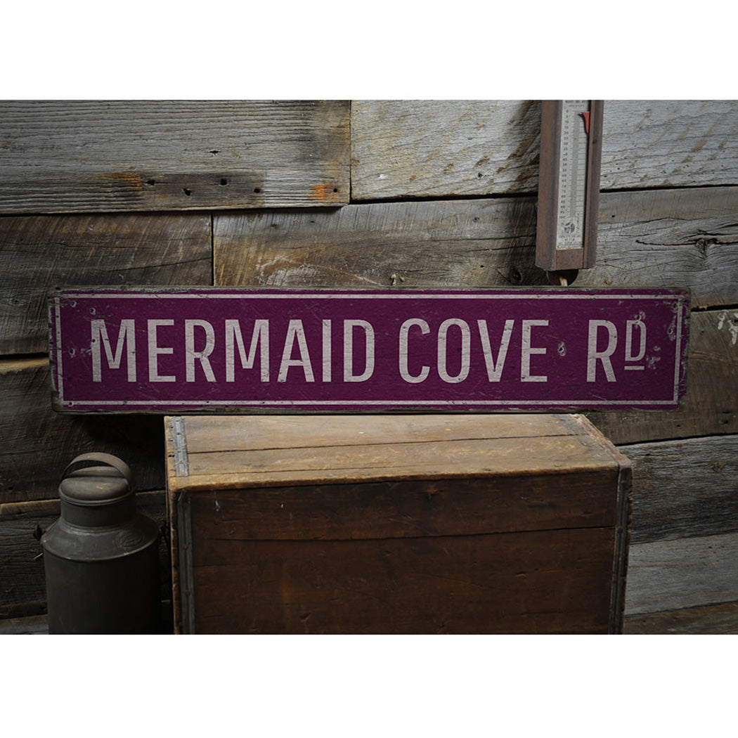 Mermaid Cove Rustic Wood Sign